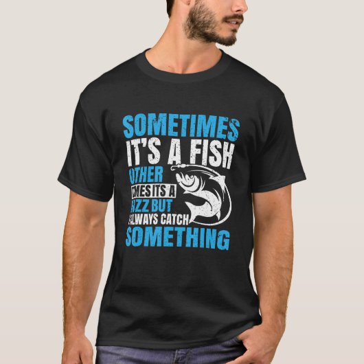 時には魚の魚釣り漁師おもしろいパパ Tシャツ (正面)