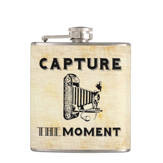 時のヴィンテージのカメラのカメラマンを捕獲して下さい フラスク (正面)
