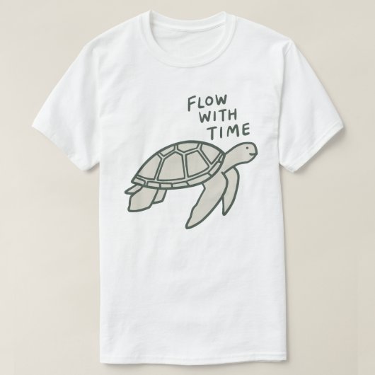 時の流れに身を任せて カメ Tシャツ (デザイン正面)