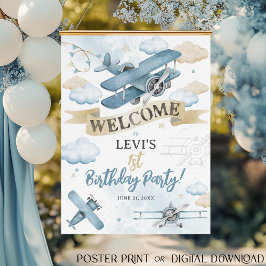 時の流れは早い！飛行機と一緒にお誕生日会へようこそ ポスター