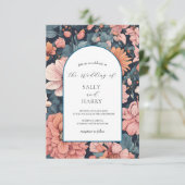 時の流れを忘れるロマンス：ヴィンテージ フェイデッド ローズ ピンク ウェディング 招待状 (スタンド正面)