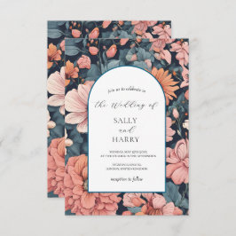 時の流れを忘れるロマンス:ヴィンテージ フェイデッド ローズ ピンク ウェディング 招待状