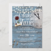 時の流れを感じるダスティーブルーのおとぎ話のようなウェディング 招待状 (正面)