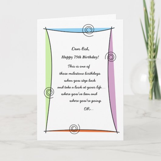 時の第75誕生日を楽しんで下さい カード (正面)