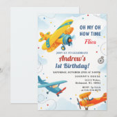 「時の翼」1歳誕生日おめでとうベイビー＆キッズ 招待状 (正面/裏面)