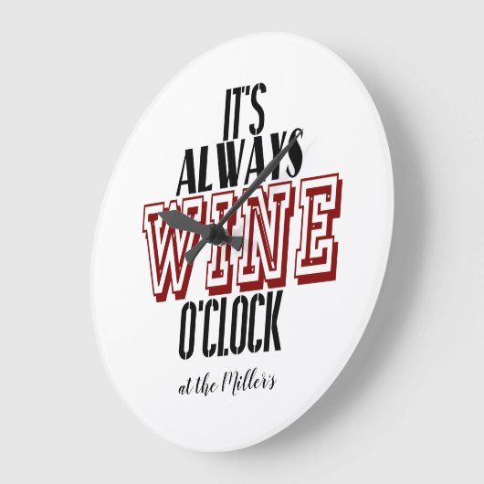 時はワインだパーソナライズされた ラージ壁時計 (傾斜)
