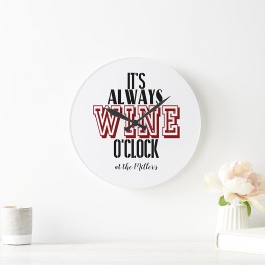 時はワインだパーソナライズされた ラージ壁時計 (ホーム)