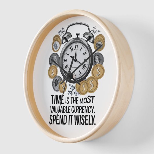 時は最も価値のある通貨 壁時計 (傾斜)