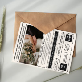 時を超えるエレガンス: オーダーメイドのブラック＆ホワイトフォト 招待状