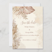 時を超えるボヘミアンスタイルのニュートラルウェディング・セーブ・ザ・デート 招待状 (正面)