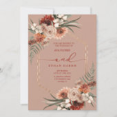 時を超えるモダンなツイストテラコッタフレームウェディング 招待状 (正面)