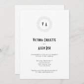 時を超えるモノグラム サークル ミニマリスト レセプション 招待状 (正面/裏面)