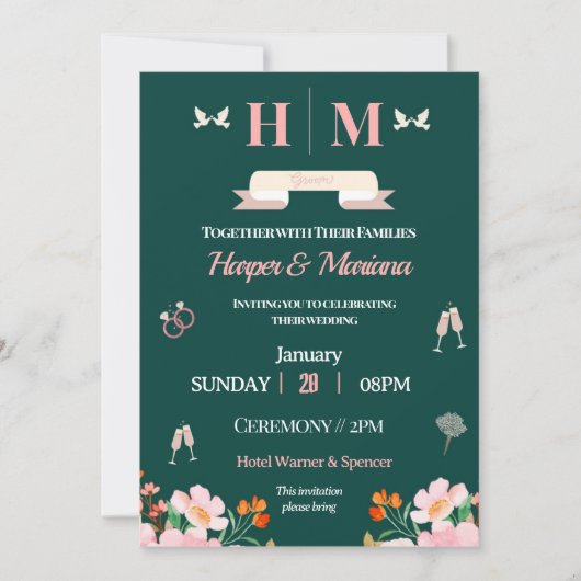 時を超える愛が明らかに 私たちの結婚式招待状 招待状 (正面)