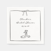 時を超える手描きコケットスタイルのウェディングシャワーブライダルシャワーオーダーメイド スタンダードカクテルナプキン (正面)