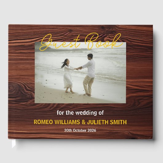 時を超える木製ウェディングゲストブック ゲストブック (正面)