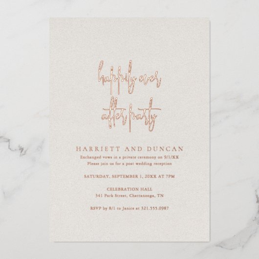 時を超える ニュートラルベージュ エレガントな結婚披露宴 箔招待状 (正面)