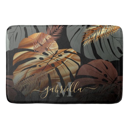 時エレガント部葉 バスマット (正面)