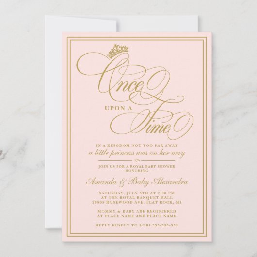 時エレガント間に一度プリンセスの赤ちゃんシャワー 招待状 (正面)