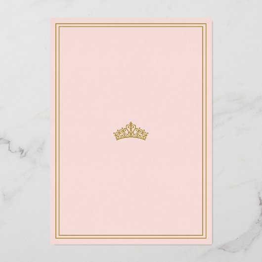 時エレガント間に一度プリンセスの赤ちゃんシャワー 箔招待状 (裏面)