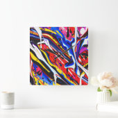 時カラフル計 スクエア壁時計 (ホーム)