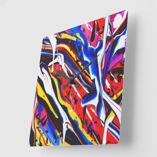 時カラフル計 スクエア壁時計 (傾斜)