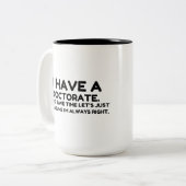 時代に博士号救を持つ ツートーンマグカップ (正面左)