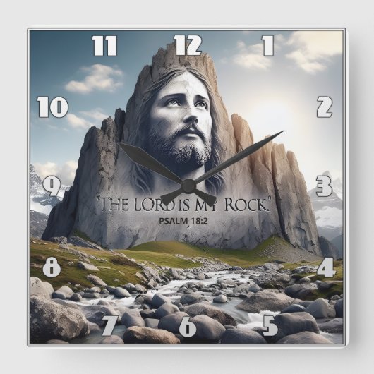 時代の岩イエス スクエア壁時計 (正面)