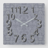 時代の最先端の灰色のシルバーダマスク スクエア壁時計 (正面)