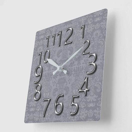 時代の最先端の灰色のシルバーダマスク スクエア壁時計 (傾斜)