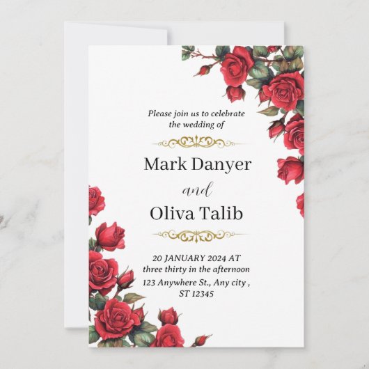 時代を超えた結婚式招待状 | 優雅な結婚式 招待状 (正面)