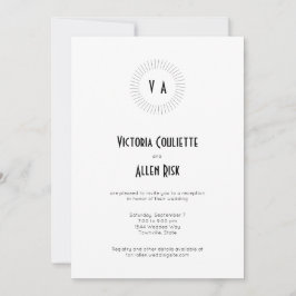 時代を超えるモノグラム サークル ミニマリスト レセプション 招待状