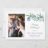 時代を超える青と白のジンジャージャーオーナメントの写真 シーズンカード (正面)