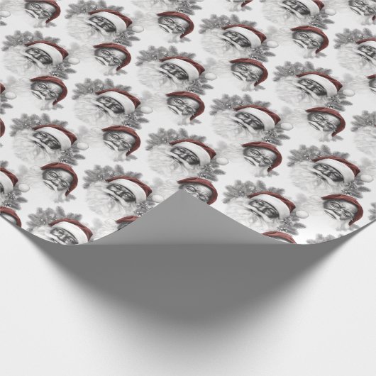 時代を超越したアフリカ系アメリカ人サンタ ラッピングペーパー (角)