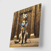 時代を超越したエジプトの金毛猫 スクエア壁時計 (傾斜)