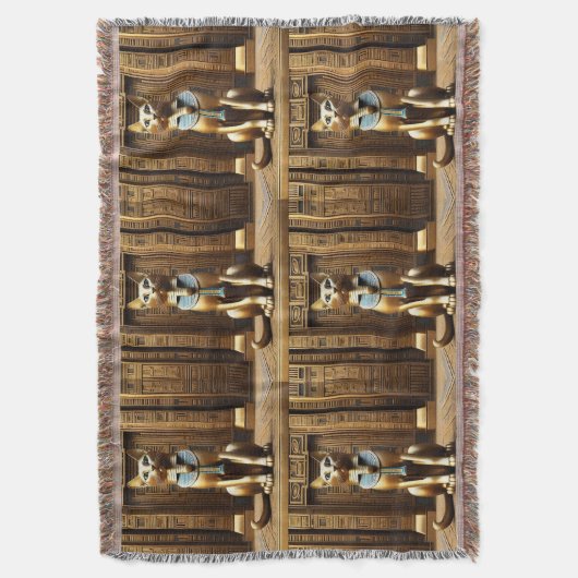 時代を超越したエジプトの金毛猫 スローブランケット (正面縦)