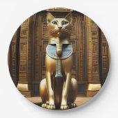 時代を超越したエジプトの金毛猫 ペーパープレート (正面)