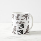 時代を超越したエジプト古美術デジタルパターン コーヒーマグカップ (正面右)