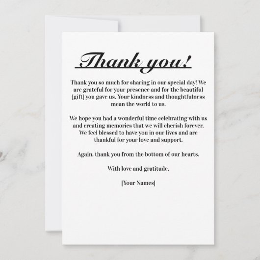 時代を超越したエレガンスサンキューカード サンキューカード (正面)