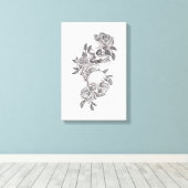 「時代を超越したエレガンス：スカルとバラ」 キャンバスプリント (インサイチュ (ウッドフロア))