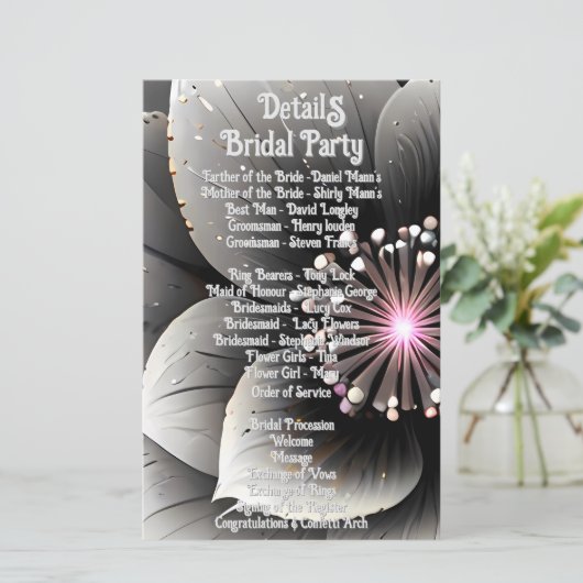 時代を超越したエレガンス：ブラック&シルバー結婚ブロッサム (スタンド正面)