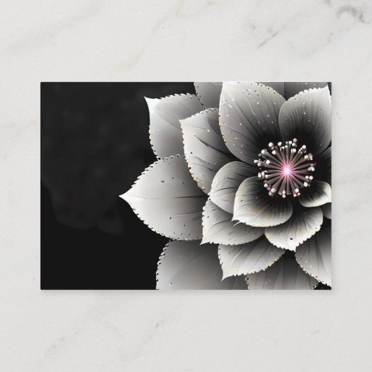 時代を超越したエレガンス：ブラック&シルバー結婚ブロッサム エンクロージャーカード (裏面)