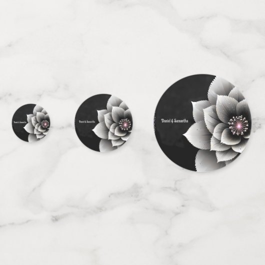 時代を超越したエレガンス:ブラック&シルバー結婚ブロッサム コンフェッティ (正面)