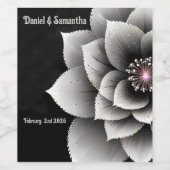 時代を超越したエレガンス：ブラック&シルバー結婚ブロッサム ワインラベル (シングルラベル)