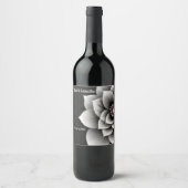 時代を超越したエレガンス：ブラック&シルバー結婚ブロッサム ワインラベル (正面)