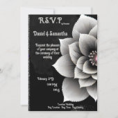 時代を超越したエレガンス：ブラック&シルバー結婚ブロッサム 招待状 (正面)