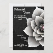 時代を超越したエレガンス:ブラック&シルバー結婚ブロッサム 招待状 (正面)