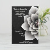 時代を超越したエレガンス:ブラック&シルバー結婚ブロッサム 招待状 (スタンド正面)