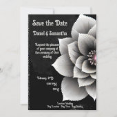 時代を超越したエレガンス:ブラック&シルバー結婚ブロッサム 招待状 (正面)