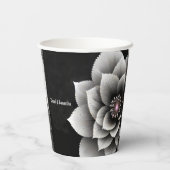 時代を超越したエレガンス：ブラック&シルバー結婚ブロッサム 紙コップ (裏面)