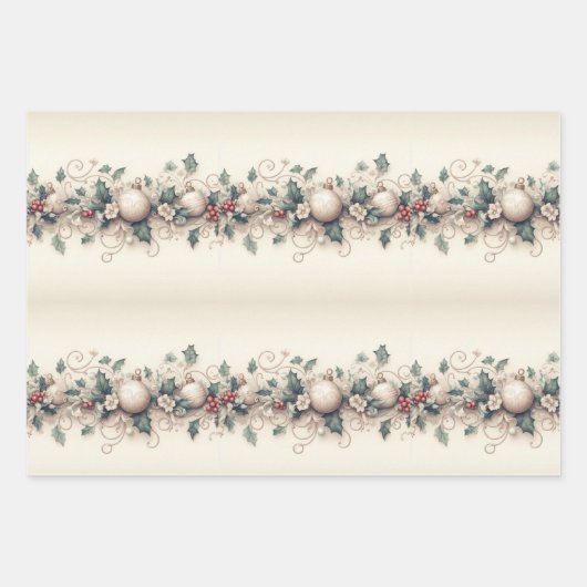 時代を超越したエレガンス:ヴィンテージクリスマス ラッピングペーパーシート (正面)